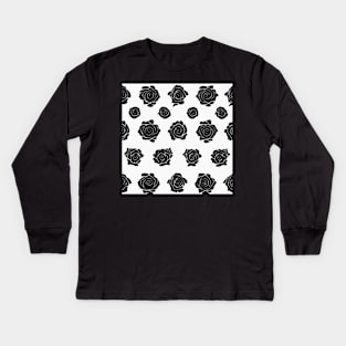 Black Roses Pattern Kids Long Sleeve T-Shirt